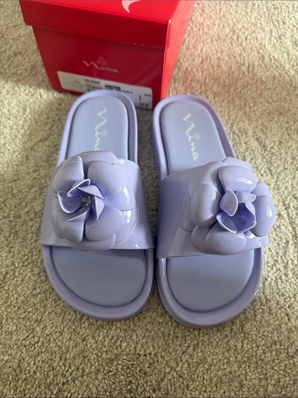 Nina Lavender Floral Slide Sandals